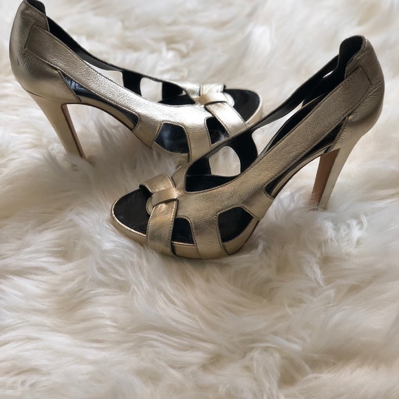 Givenchy Gold Open Toe Heels - Picture 4 of 8